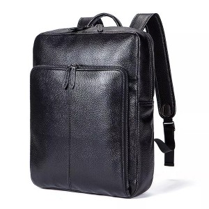 हस्तनिर्मित अस्सल लेदर पुरुष प्रवास बॅकपॅक काळ्या लेदर बॅग घाऊक लॅपटॉप बॅकपॅक 17 इंच