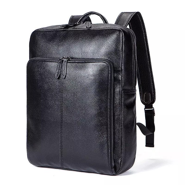 Ročno izdelan moški potovalni nahrbtnik iz pravega usnja, črne usnjene torbe, veleprodajni nahrbtnik za prenosni računalnik 17 palcev