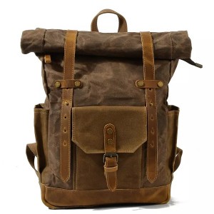 Retro barva kolize olej vosk nepromokavý plátěný cestovní batoh počítač školní taška velkokapacitní outdoorový dámský batoh pánský
