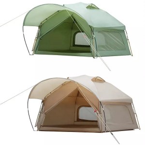 Frog Camping Tent မိုးရေခံ နှစ်ထပ်အလွှာရှိ အလိုအလျောက် ဆဋ္ဌဂံ အိတ်ဆောင် Folding Light Luxury Camping Tent
