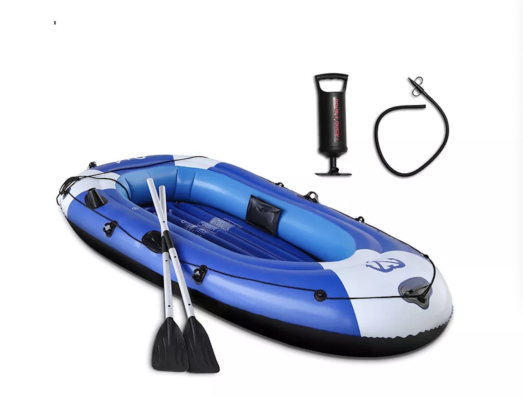 Amazon warm verkoop druppelsteek PVC Verdik Opblaas Roei Lugvloer Visvangboot met roeispan en pomp vir volwassene