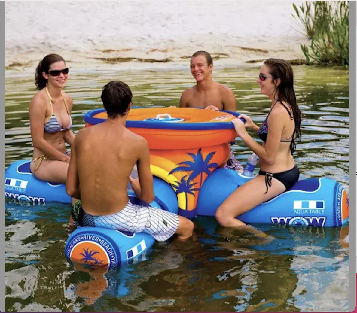 Insulă plutitoare gonflabilă personalizată cu masă cu găleată pentru gheață piscină lac râu plutitoare insula 2-4 persoane