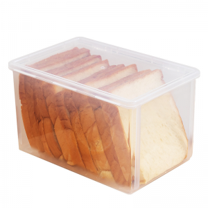Caixa mais nítida do agregado familiar, caixa de armazenamento plástica transparente do pão do brinde para o refrigerador do produto comestível, caixa de armazenamento do refrigerador da cozinha