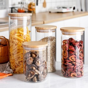 Wholesale Large Glass Storage Jars - Glass Food Storage Container with Airtight Bamboo Lid ̵...