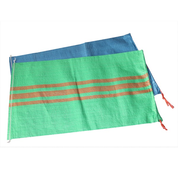 Blue and green woven bag with drawsting for rice wheat soybean  corn packing WB-7