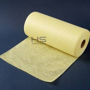 Lingettes de nettoyage de ménage de couleur jaune de tissu non tissé