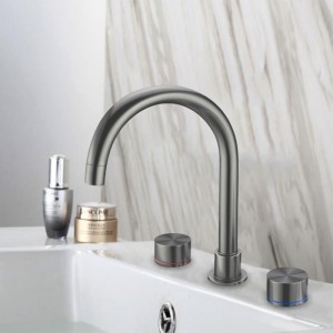 Hemoon Kara Brass Luxury Bath 3 Piece Sink Basin Mixer With 2 Handles