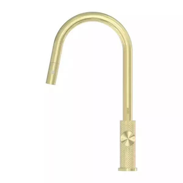 Knurled Luxury Brushed Gold Brass Pull Down Sprayer Kitchen Faucet