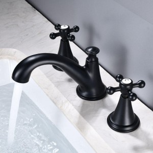 ឧបករណ៍លាយប្រណិត Hote Dual Handle Brass Bathroom Wash Basin Faucet