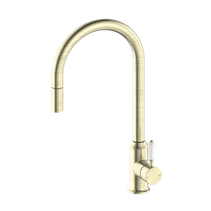 Brushed Gold Pull Out Brass Single Handle Kitchen Faucet
