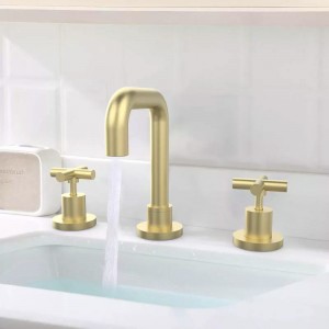 Copper 3 Hole Brass Luxury Bathroom Bathroom Mixer Sink Faucet