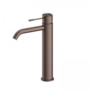 Knurling Tall Basin Faucet Knurled Solid Brass Banyo Mixer