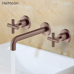 Top- Luxury Royal Brass Double Handle Wall Mounted Moħbi Faucet