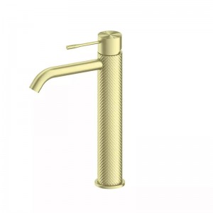 Knurling Tall Basin Faucet Knurled Solid Brass Bathroom Mixer