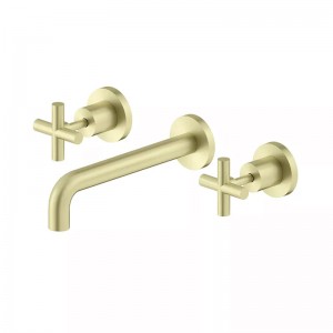 Oke- Igbadun Royal Brass Double Handle Wall agesin ti fipamọ faucet