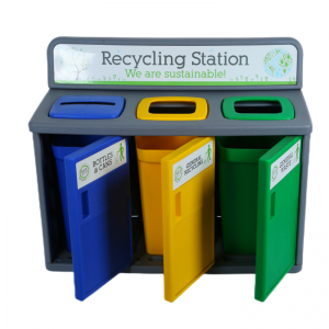 Рационализирайте разделянето на отпадъците с нашите пластмасови кофи за боклук с 3 отделения и персонализирани