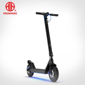Scooter elektrik pliable 10 pous ak teknoloji mekanik ultra-limyè ak dirab