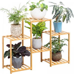 6patrový dřevěný stojan na květináče pro zahradní balkonový obývací pokoj