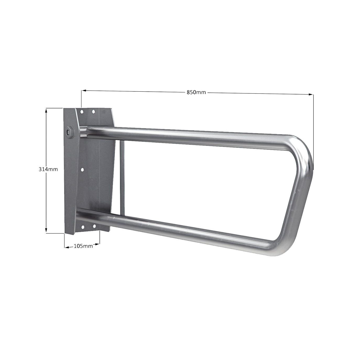 Type 551 - 32mm Satin Stainless Steel Fold Up Wall Mounted Grab Rail