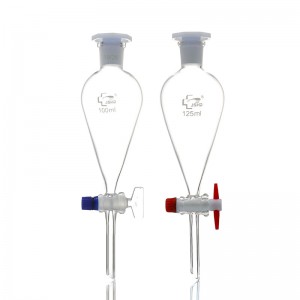 Separatory Funnel Squib pear shape With ground – in glass stopper and GLASS/PTFE stopcock