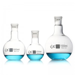 Boiling glass flask with round or flat shape Chemical laboratory Long short neck 200ml 100ml 50ml