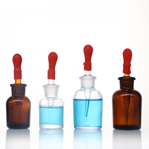 Dropping Bottle Amber or clear glass with ground-in pipette and latex rubber nipple