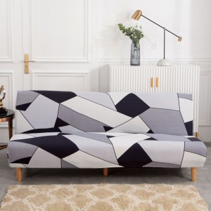 គម្របសាឡុងគ្មានដៃ Futon Slipcover Stretch Spandex Printed Folding Sofa Bed Non-Armrest Couch Furniture Protector Washable Sofa Cover without Armrests