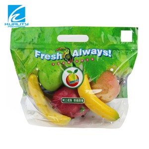 Bolsa de fruta reciclada, superficie de impresión personalizada, embalaje de plástico, bolsa de uva con orificio de ventilación