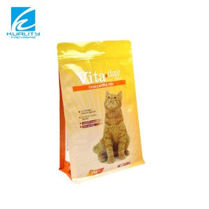 Oanpaste logo printe PET platte ûnderkant stand up pouch foar pet dog food ferpakking