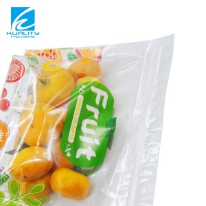 Embalaža za stoječo vrečko z zadrgo s tiskanjem po meri, plastična vrečka za vrečo, prozorna stoječa vrečka za sadje in zelenjavo z ročajem