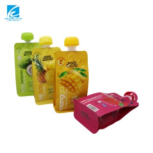 Custom Print Plastic Laminated Mylar Bag Flat Bottom Packaging Bag With Spout For Juice