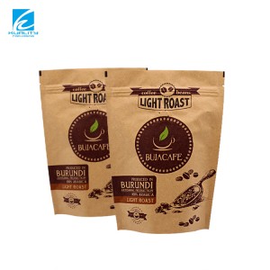 Bolsa de folha de papel kraft biodegradável com preço competitivo e fecho de zíper, pequenos sacos de grãos de café seláveis
