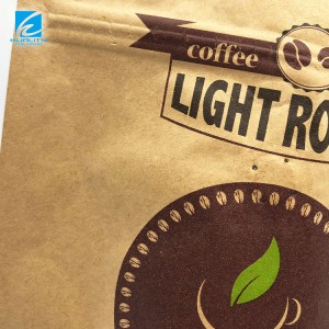 Konkurransedyktig pris Biologisk nedbrytbar Kraftpapirfoliepose Glidelåslås Gjenlukkbare små kaffebønnerposer