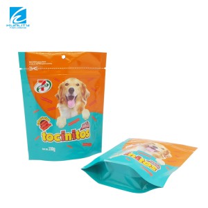 Kunststoff-Verpackungsbeutel für Tiernahrung mit flachem Boden und Seitenfalte und Reißverschluss