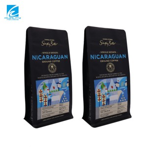 Bolsas de café compostables de papel de aluminio de fondo plano impresas personalizadas Bolsas de embalaje para nueces o granos de café
