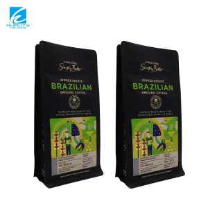 Bolsas de café compostables de papel de aluminio de fondo plano impresas personalizadas Bolsas de embalaje para nueces o granos de café