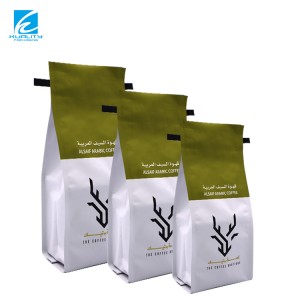 Custom na Plastic Aluminum Foil Laminated Side Gusset Square Flat Bottom Pouch Tin Tie Coffee Bag