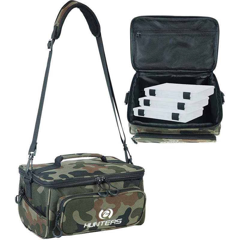 Fishing Tackle Bags – Tas Memancing untuk Memancing di Air Asin atau Air Tawar;Paket Penyimpanan Tackle Pancing Portabel dengan 3 Kotak Tackle untuk Outdoor