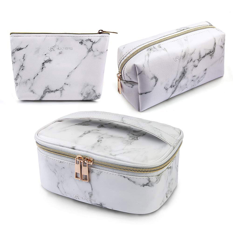 3pcs Makeup Bags Portable Travel Cosmetic Bag Mai hana ruwa Oganeza Multifunction Case tare da Zipper Zipper Marble Toilery Bags na Mata