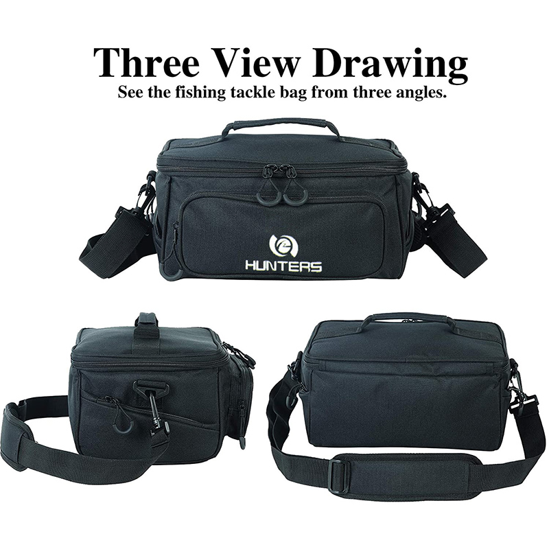 फिशिंग टॅकल बॅग्स - खार्या पाण्यातील किंवा गोड्या पाण्यातील मासेमारीसाठी फिशिंग बॅग;पोर्टेबल फिशिंग टॅकल स्टोरेज पॅक आउटडोअरसाठी 3 टॅकल बॉक्ससह