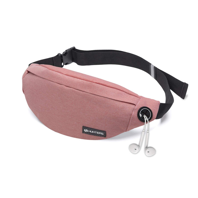 Headphone Jack සහ 3-Zipper Pockets වෙනස් කළ හැකි පටි සහිත පිරිමි කාන්තා Waist Pack Bag සඳහා Fanny Pack