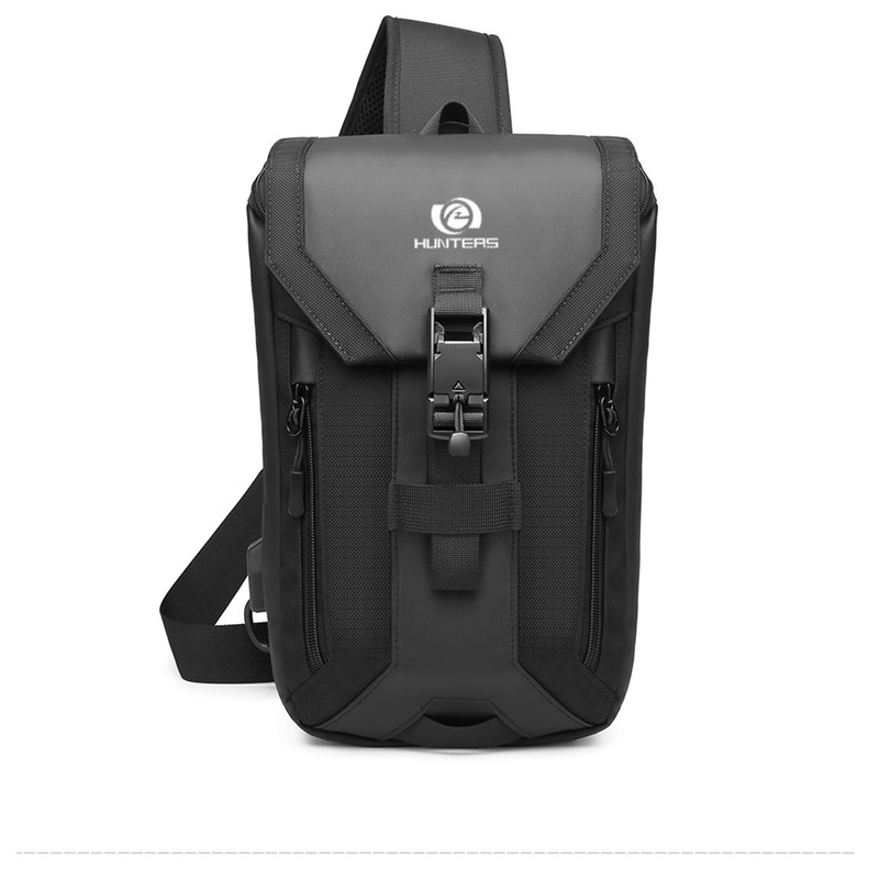 Modne męskie torby na klatkę piersiową USB Ładująca torba na ramię Torba Crossbody Wodoodporna ładowarka USB