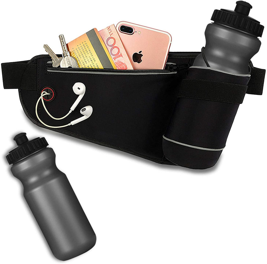 Garrafa de água impermeável para cinto de corrida, pacote de cintura expansível, bolsa de corrida esportiva, suporte para telefone 1