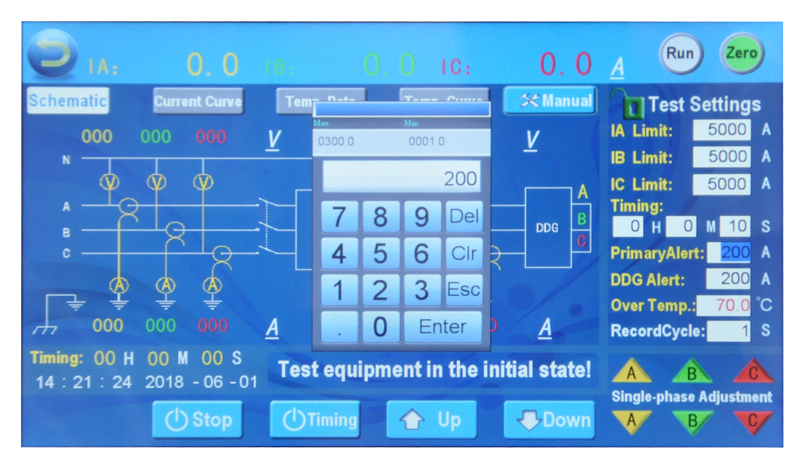 GDSL-A automatisk 3-faset primærstrømindsprøjtningstestsæt med temperaturtest
