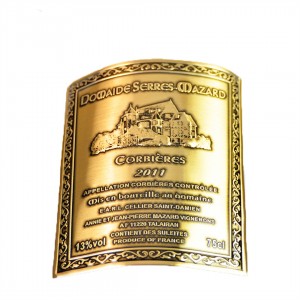 Özel Altın Kabartmalı Baskılı Yumuşak Alüminyum Metal Etiket Kırmızı Şarap Şişesi Etiket Etiketi