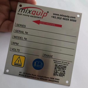 Спеціально вигравірувана металева етикетка з ярликом із гравіюванням із нержавіючої сталі
