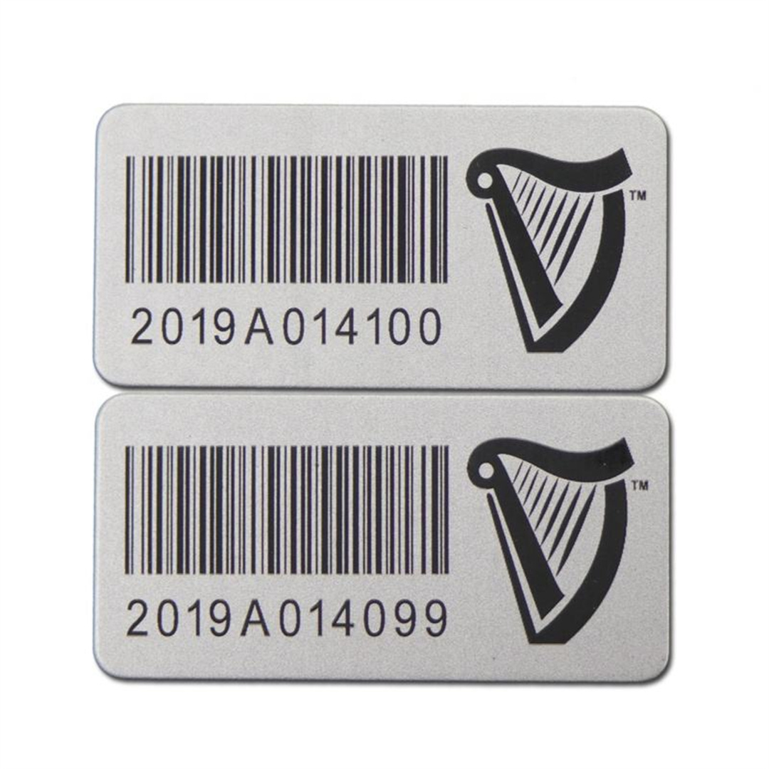 Металл лазер штрих-код активы металл алюминий серия номерлары QR коды этикеткасы үзенчәлекле рәсем