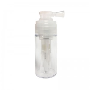 110ML Clear Round Plastic Talcum Powder Spray Bottle na Ọnụ Apịaji obosara