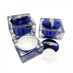 Square Shape 10g 30g 50g Luxury Plastic Skin Care Cream Cream Acrylic Jar With Hand Hull Pad