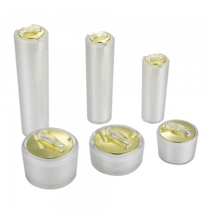 Pots cosmétiques vides en acrylique pour visage avec capuchon supérieur doré